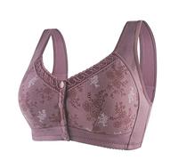 Kilo Efficace Donna Pizzo Front Buckle Prints Intimo Senza Gilet Pizzo Plus Size Reggiseno Intimo Fitness Top Donna, grigio., 44