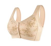 Kilo Efficace Donna Pizzo Front Buckle Prints Intimo Senza Gilet Pizzo Plus Size Reggiseno Intimo Fitness Top Donna, cachi, 42