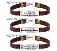 kilofly 3/6 set di braccialetti in pelle con versi della Bibbia cristiana, regalo religioso
