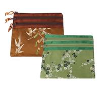 Kilofly, borsetta portagioie in broccato di seta cinese, 3 tasche con cerniera. Set di 2 pezzi