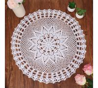 Kilofly Handmade crochet Cotton Lace Table sofa centrini, ninfea, 55,9 cm, Cotone, White, 56 cm