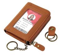 kilofly Porta carte di credito in vera pelle + portachiavi organizer per cavi