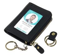 kilofly Porta carte di credito in vera pelle + portachiavi organizer per cavi