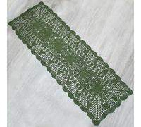 kilofly - Runner da tavolo rettangolare in pizzo, fatto a mano, 38 x 129 cm, Verde