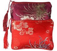 Kilofly - Sacchetto per gioielli con chiusura a cerniera, in broccato di seta cinese, confezione da 2