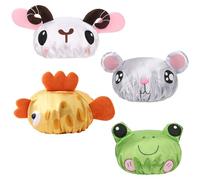 kilofly Set di 4 cappellini da bagno impermeabili e riutilizzabili per bambini, divertenti cartoni animati