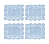 kilofly Set di 4 centrini in cotone lavorato a mano all'uncinetto, colore: blu