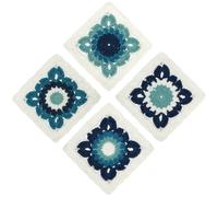 kilofly Set di 4 sottobicchieri all'uncinetto blu acqua per bevande, 13 cm, centrini fatti a mano