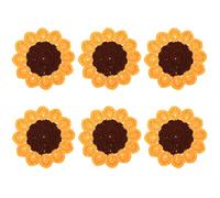 kilofly Set di 6 sottobicchieri all'uncinetto a forma di girasole per bevande, 13 cm, centrini fatti a mano