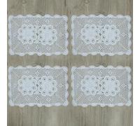 kilofly - Set di centrini in cotone all' uncinetto, di forma ovale, 38,1 x 58,4 cm, Cotone, Bianco, 15*23 inch