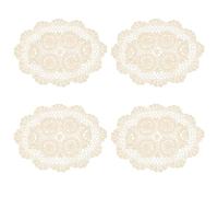 Kilofly - Set di centrini ricamati, di forma ovale, dimensioni: 31 x 44 cm ca., colore: beige