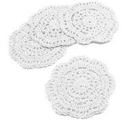Kilofly - Set di sottobicchieri in pizzo all'uncinetto, 4 pezzi, colore: bianco, rotondo, 10,2 cm