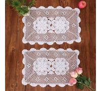 Kilofly uncinetto cotone pizzo centrini set, forma ovale, 38,1 x 58,4 cm, Cotone, White, 15*23 inch
