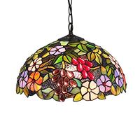 KiLoom Lampadario in stile lampadario retrò creativo lampadario d'arte d'uva lampadario in vetro colorato da 16 pollici ristorante bar lampadario E27 aggiornamento