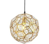 KiLoom Lampade a sospensione multisfaccettate in acciaio inossidabile Lampadario sferico dorato creativo Lampada a sospensione per ristorante con personalità geometrica in metallo nordico