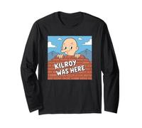 Kilroy Era Qui Disegno a Colori Maglia a Manica