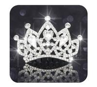 Kilshye Diadema da principessa, piccolo pettine per capelli con cristalli, per ragazze, con strass, per compleanno, ballo di fine anno, fascia per bambini, 4.33*1.77inches, Strass Lega