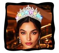 Kilshye Tiara luminosa con strass argentati, corona nuziale per costume da ballo, accessorio per capelli da donna, 1 Count (Pack of 1), Metallo