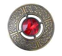 Kilt Emporium Spilla celtica, elegante spilla scozzese in peltro, gioiello vintage norreno, finitura cromata con pietre preziose assortite, 7,6 cm, Peltro, Ambra