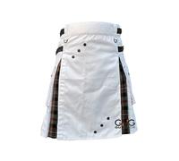 Kilt Ibrido Bianco Da Uomo Con Pieghe Tartan Scozzese Moda Moderna Utility