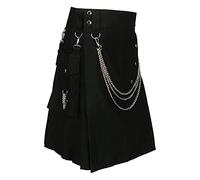 Kilt Scottish Cargo Tasca Skirt Medievali da Uomo Gonna a Pieghe Scozzese Bilaterale Tradizionale a Quadri Classic Retro Traditional Medieval personalità Gonne Abbigliamento Patchwork