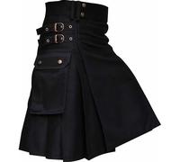 Kilt scozzese retrò da uomo, elegante gonna scozzese per uso esterno (L nero)
