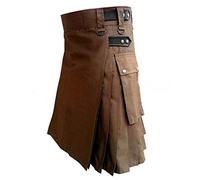 Kilt Tradizionale Uomo Moda Scozzese Nuovi Uomini Utility Maschio Classico Retro Medievale Scozia Gonna a Pieghe Giunzione Kilt Scozzese, C-1 Marrone, S