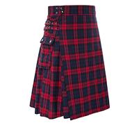 Kilt Uomo Scozzese Tradizionale Gonna Utility Maschio Classico Retro Vintage Medievale Steampunk a Pieghe Patchwork A Scacchi