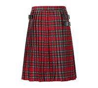 Kilt Uomo Scozzese Utility Maschio Classico Retro Gonna Vintage Medievale Tradizionale Scozzese Steampunk Abbigliamento A Pieghe Patchwork A Scacchi, A Rosso, M