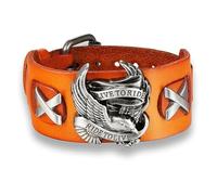 Kilts Boutique Braccialetto da motociclista in pelle, design con aquila "Live to Ride", ampio bracciale gotico, regolabile in metallo, Adjustable, Pelle Pelle lega metallica, Nill