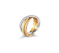 Kim Johanson Anello da donna in acciaio inox, tricolore, in argento, oro e oro rosa, impermeabile, 3 anelli chiusi, anello da donna in diverse misure, Acciaio inossidabile, Nessuna pietra preziosa