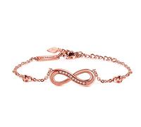 Kim Johanson Bracciale da donna in acciaio inox, Infinity, in argento, oro e oro rosa, bracciale con simbolo dell'infinito, impermeabile, gioiello bohémien, regolabile, Eine Grösse, Acciaio