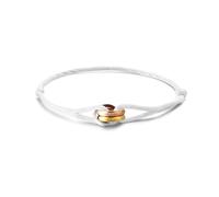 Kim Johanson Bracciale da donna in corda nautica, tricolore, in diversi colori, con anello in acciaio inox in argento, oro e oro rosa, impermeabile, regolabile, per donne, Eine Grösse, Acciaio