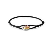 Kim Johanson Bracciale da donna in corda nautica, tricolore, in diversi colori, con anello in acciaio inox in argento, oro e oro rosa, impermeabile, regolabile, per donne, Eine Grösse, Acciaio