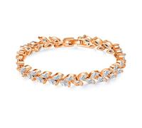 Kim Johanson Bracciale da tennis da donna * Glamour* in argento e oro rosa | bracciale con zirconi cubici | bracciale con pietre di cristallo (6 mm) | impermeabile | gioielli da donna | lunghezza 18,5