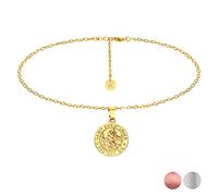 Kim Johanson Collana da donna in acciaio inox, con ciondolo a forma di San Cristoforo, in argento, oro e oro rosa, con incisione, con sacchetto per gioielli e Acciaio inossidabile, colore: gold, cod.