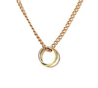 Kim Johanson Collana da donna in acciaio inox, tricolore, in argento, oro e oro rosa, catena con un anello, multistrato, impermeabile, anello avvolgente, gioiello da donna, regolabile, Verstellbar