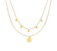 Kim Johanson Collane da donna multi-strato in acciaio inox, con 5 piastrine, ciondolo dalla A alla Z, gioielli bohémien per donne, catena a cerchi, impermeabile, regolabile, scatola inclusa, 50 CM