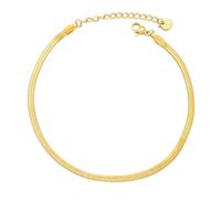 Kim Johanson® Lia* Cavigliera da donna in acciaio inox color argento, oro e oro rosa | catena a serpente | impermeabile | gioielli boho per donne | lunghezza regolabile | cavigliera multi strato, Eine