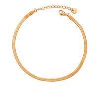 Kim Johanson® Lia* Cavigliera da donna in acciaio inox color argento, oro e oro rosa | catena a serpente | impermeabile | gioielli boho per donne | lunghezza regolabile | cavigliera multi strato, Eine