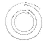 Kim Johanson Lia* Collana da donna a serpente in acciaio inox con collana, bracciale e cavigliera in argento, oro e oro rosa, set di gioielli multistrato, impermeabile, per donne, Eine Grösse, Acciaio