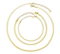 Kim Johanson Lia* Collana da donna a serpente in acciaio inox con collana, bracciale e cavigliera in argento, oro e oro rosa, set di gioielli multistrato, impermeabile, per donne, Eine Grösse, Acciaio