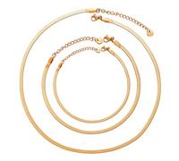 Kim Johanson Lia* Collana da donna a serpente in acciaio inox con collana, bracciale e cavigliera in argento, oro e oro rosa, set di gioielli multistrato, impermeabile, per donne, Eine Grösse, Acciaio