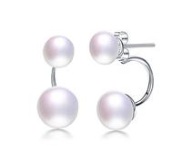 Kim Johanson Orecchini da donna a doppia perla *Dream* in argento sterling 925 con perle d'acqua dolce bianche e autentiche perle con sacchetto portagioie, Argento sterling, Perle d'acqua dolce