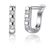 KIM JOHANSON Orecchini da donna in acciaio inox, Alexa, in argento, orecchini a cerchio con zirconi bianchi, gioielli bohémien per donne, orecchini impermeabili, orecchini a cerchio multistrato, con