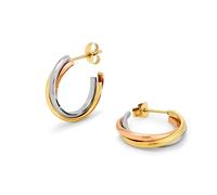 KIM JOHANSON Orecchini da donna in acciaio inox, tricolore, in argento, oro e oro rosa, orecchini a cerchio tricolore | gioielli bohémien per donne | orecchini impermeabili | orecchini a cerchio a tre