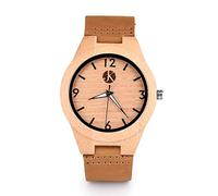 Kim Johanson Orologio da polso da donna in legno di bambù *Classic Wood* in marrone con cinturino in vera pelle, realizzato a mano, al quarzo, analogico, con confezione regalo