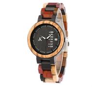 KIM JOHANSON® Orologio da polso in legno e acciaio inox, per uomo e donna, con indicazione della data e del giorno, realizzato a mano, al quarzo, orologio analogico, vegano, regalo, argento, cinturino