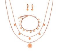 Kim Johanson Set di collane, bracciali e orecchini da donna in acciaio inox, in argento, oro e oro rosa, gioielli bohémien per donne, catena a cerchi, impermeabile, regolabile, Eine Grösse, Acciaio