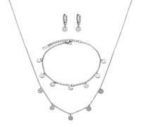 Kim Johanson® Set di gioielli da donna in acciaio inox, con collana, orecchini e cavigliere, in argento, oro e oro rosa, gioielli bohémien da donna, Eine Grösse, Acciaio inossidabile, Nessuna pietra